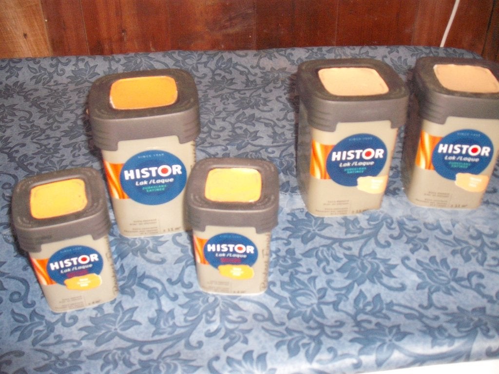2,75 ltr Histor verf lak terpentine 2 tinten oranje 1 koop, Ophalen, Nieuw, Oranje, Lak