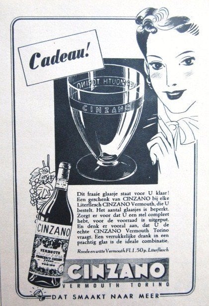 3 vintage advertenties reclames Cinzano vermouth 1939-62, Ophalen of Verzenden, Gebruikt, Overige typen