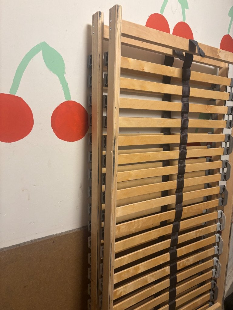 Lattenbodem 140 bed, Huis en Inrichting, Ophalen, Gebruikt, Bruin, Tweepersoons