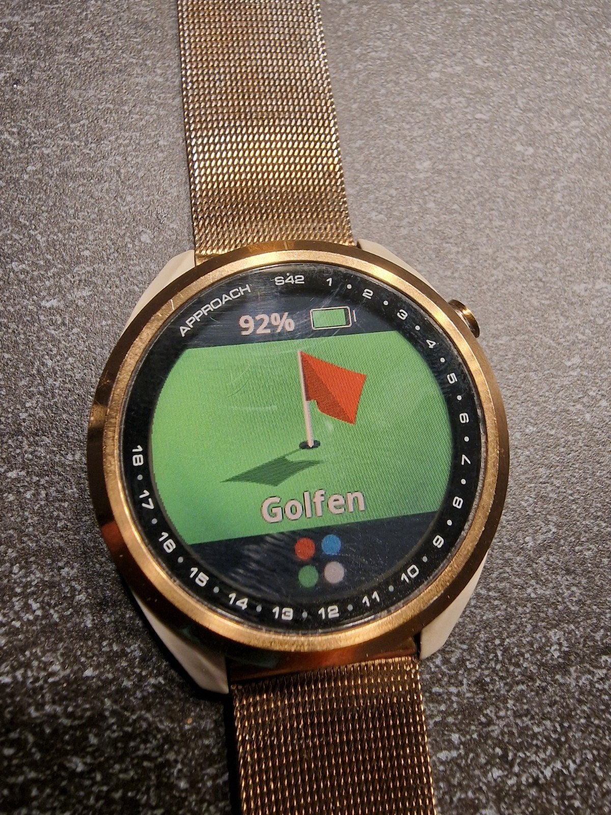 Garmin Approach S42 Roségoud met goudkleurige metalen band, Sport en Fitness, Golf, Ophalen of Verzenden, Gebruikt, Overige typen