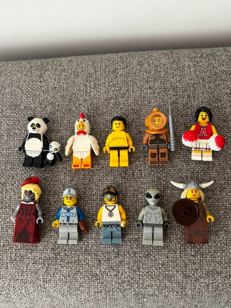 10x LEGO CMF minifiguren – Viking Alien Diver Panda, Kinderen en Baby's, Gebruikt, Lego, Ophalen of Verzenden, Minifiguren serie