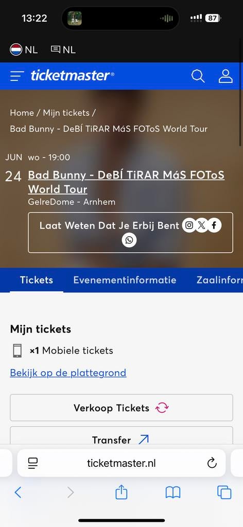 2x Bad bunny los vecinos tickets 24 juni Arnhem, Twee personen, Juni