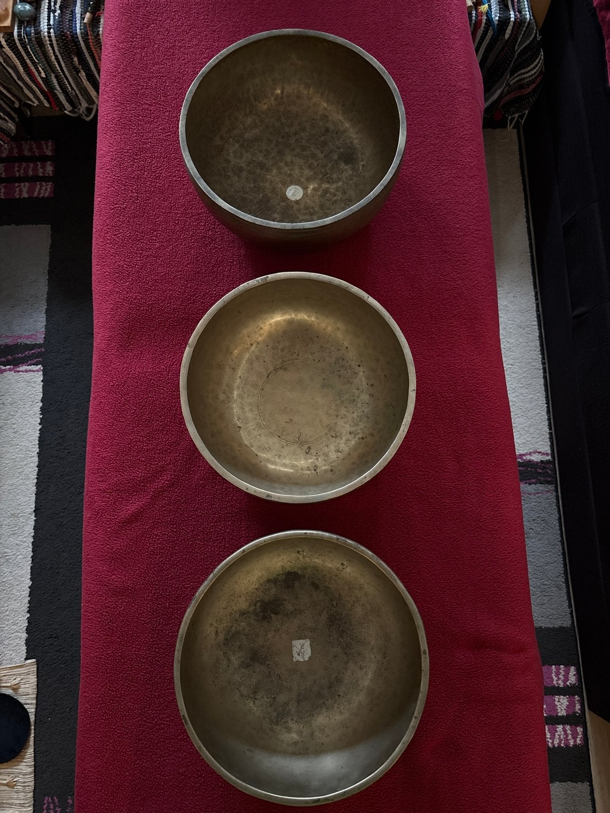 3x Antieke Tibetaanse Jambati Tempelschalen (Setvoordeel!), Ophalen of Verzenden