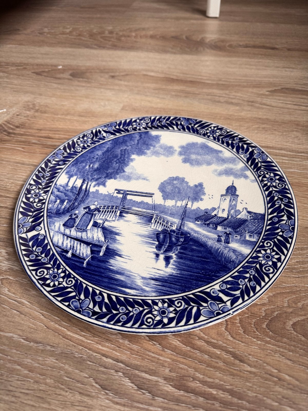 Delfts Blauw Wandbord - Hollands Landschap, Antiek en Kunst, Ophalen