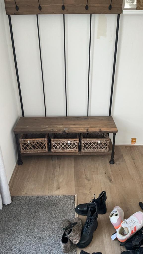 Riviera Maison Kapstok met bankje en opbergmanden, Gebruikt, 150 tot 200 cm, Hout, Ophalen