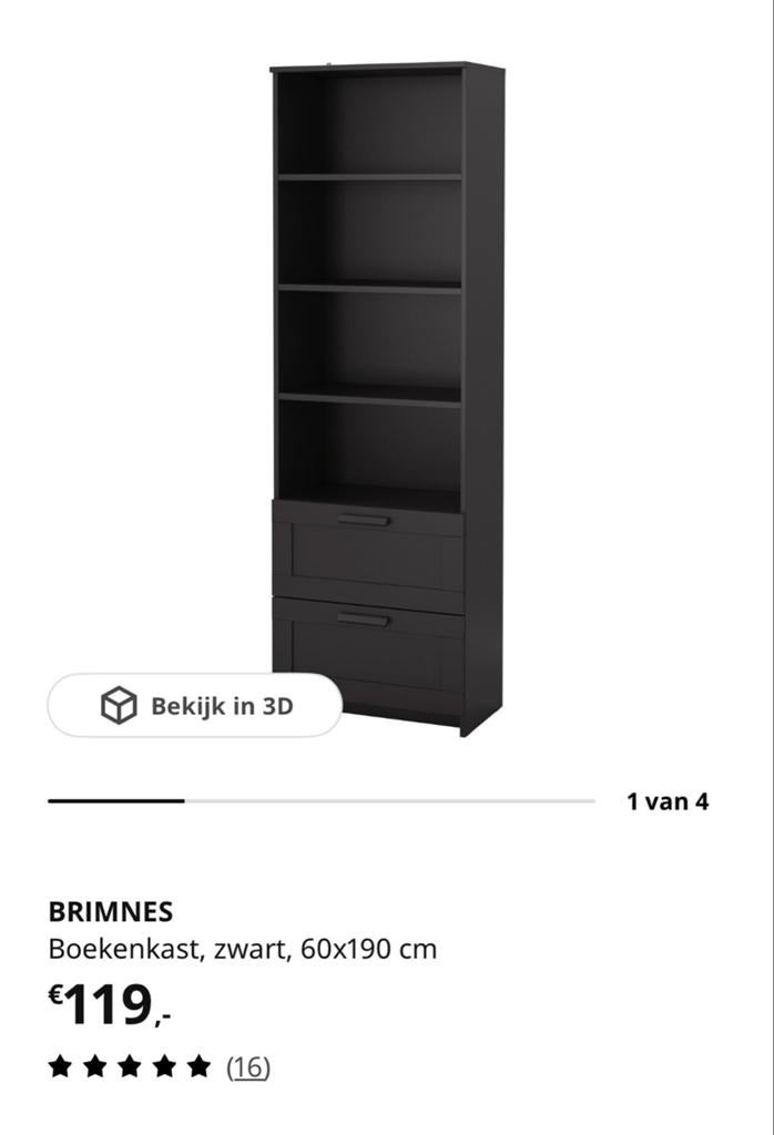 2x ikea BRIMNES Boekenkast zwart met lades, Ophalen, 50 tot 100 cm, Zo goed als nieuw, Met lade(s)