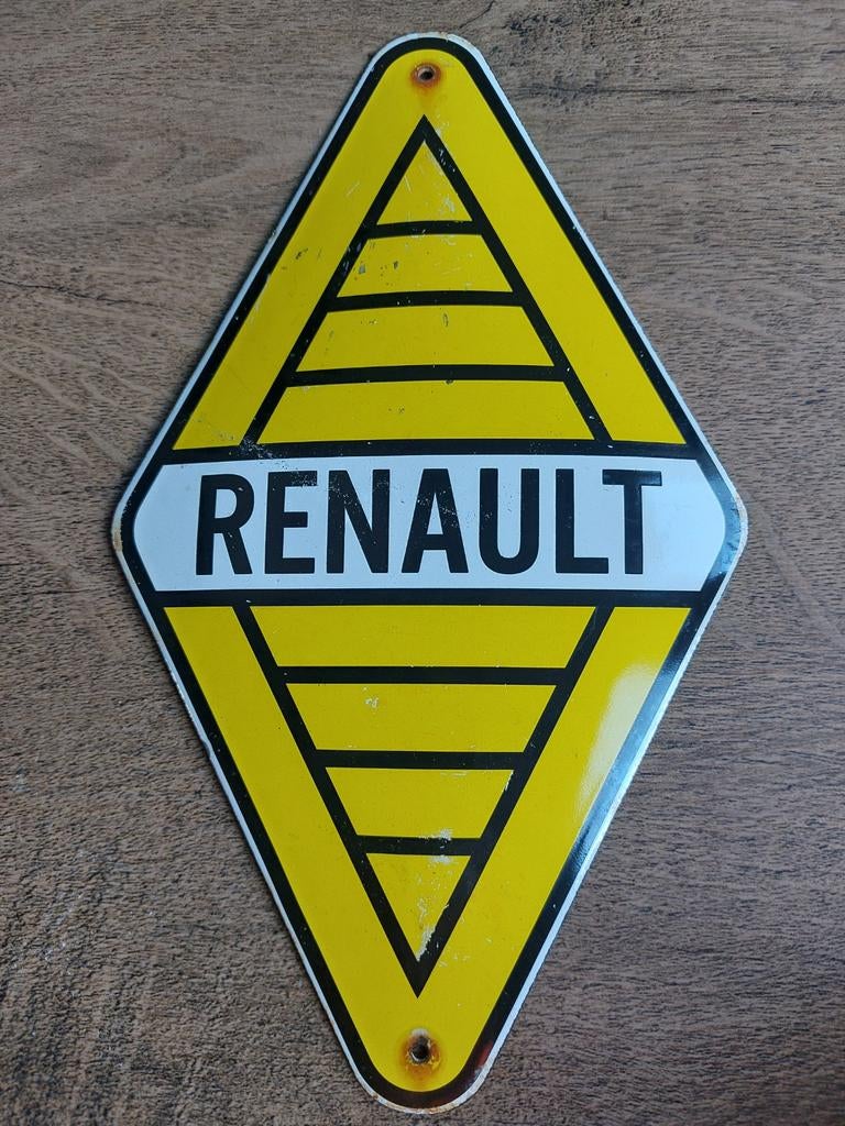 Vintage geëmailleerd Renault logo - 22 x 13 cm, Antiek en Kunst, Antiek | Emaille, Ophalen of Verzenden