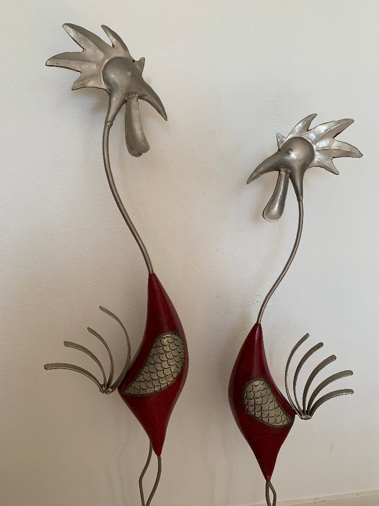 Metalen haan en hen H 94 cm, 81 cm, Ophalen of Verzenden