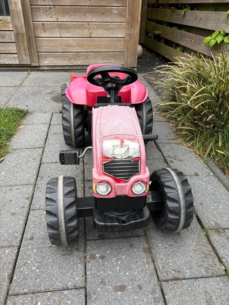 Traptractor met aanhanger, Kinderen en Baby's, Speelgoed | Buiten | Voertuigen en Loopfietsen, Gebruikt, Trapvoertuig, Ophalen