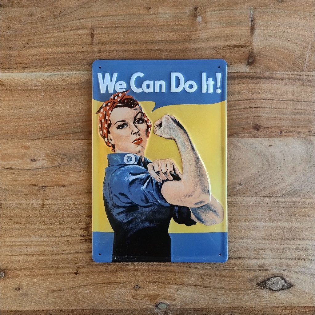 Vintage metalen wandbord "We can do it!", Metaal, 30 cm, 20 cm, Nieuw