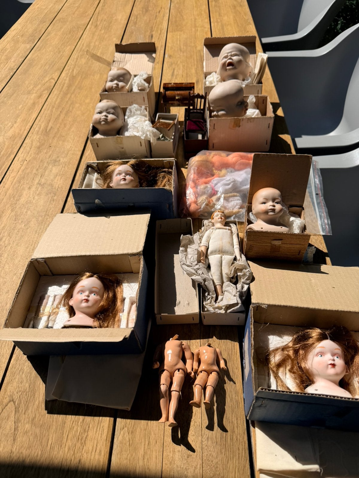 Porseleinen poppenhoofdjes met patronen voor lijfjes nieuw!, Ophalen of Verzenden, Nieuw, Pop