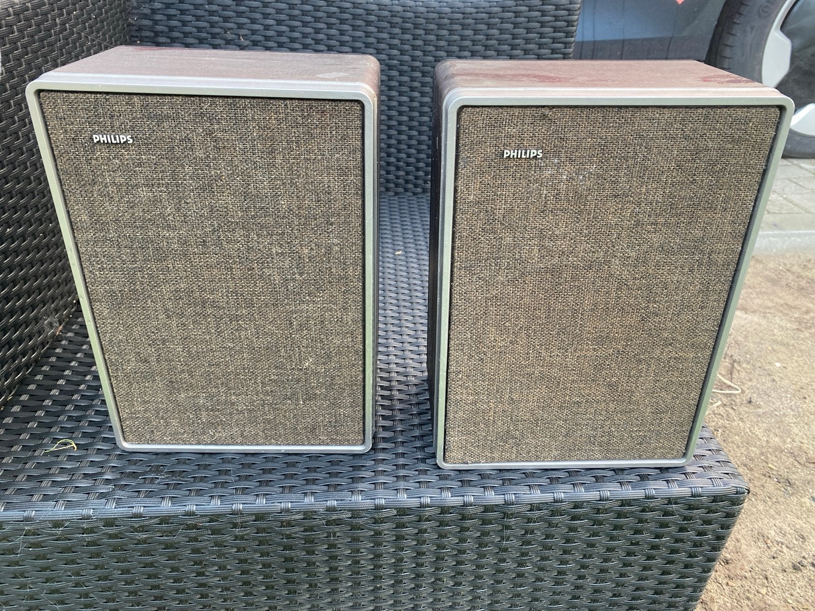 Philips 22AH461/11S Vintage Boekenplank Luidsprekers, Philips, Gebruikt, Inclusief kabels, Ophalen of Verzenden