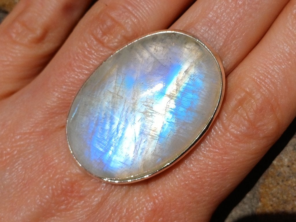 Opmerkelijke 925 zilver ring regenboog maansteen maat 18, Daiva1973@hotmail.com, 18 tot 19, Vanoli, Nieuw