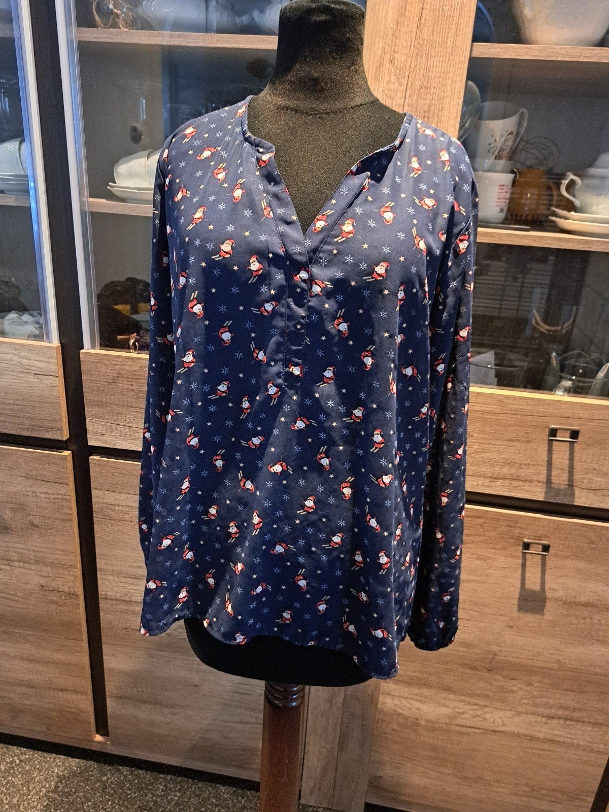 blauw licht doorschijnende kerst blouse maat xl John Cabot, Ophalen of Verzenden, Zo goed als nieuw, Blauw, Blouse of Tuniek