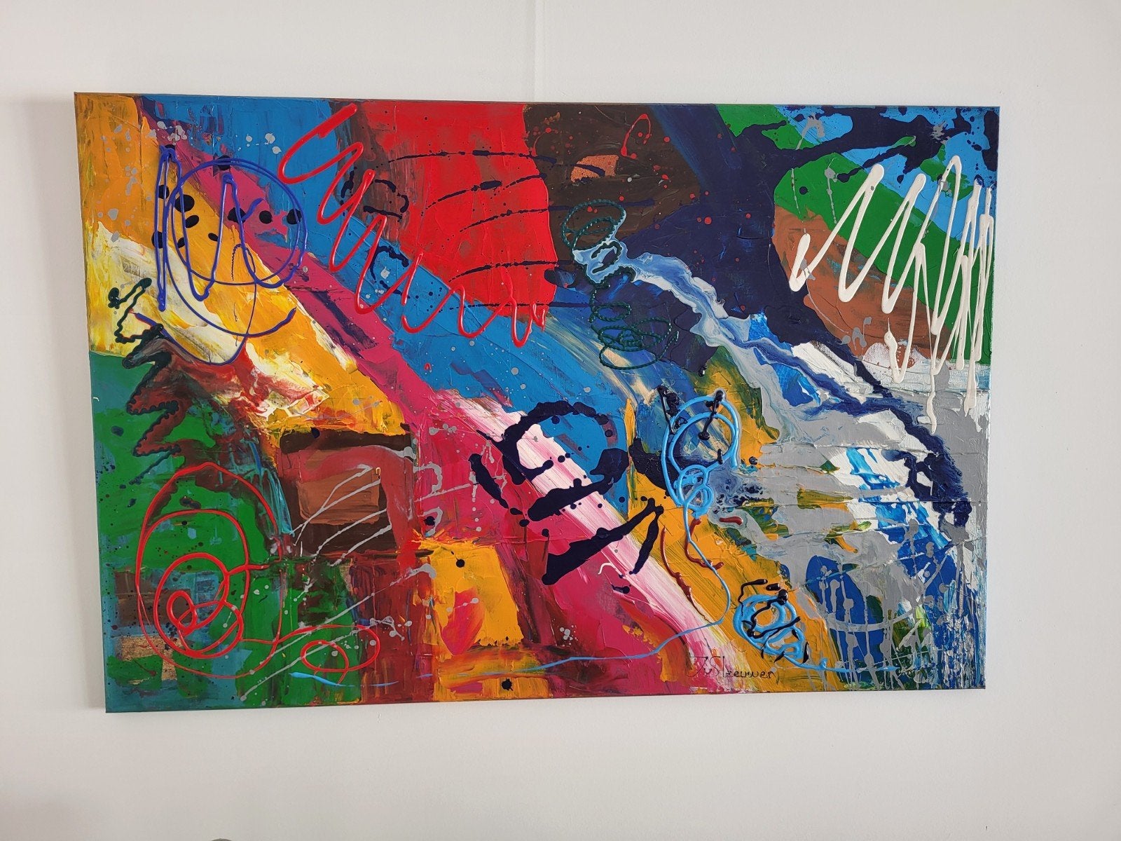 Levendig Abstract Schilderij - Kleurrijk Kunstwerk, Ophalen