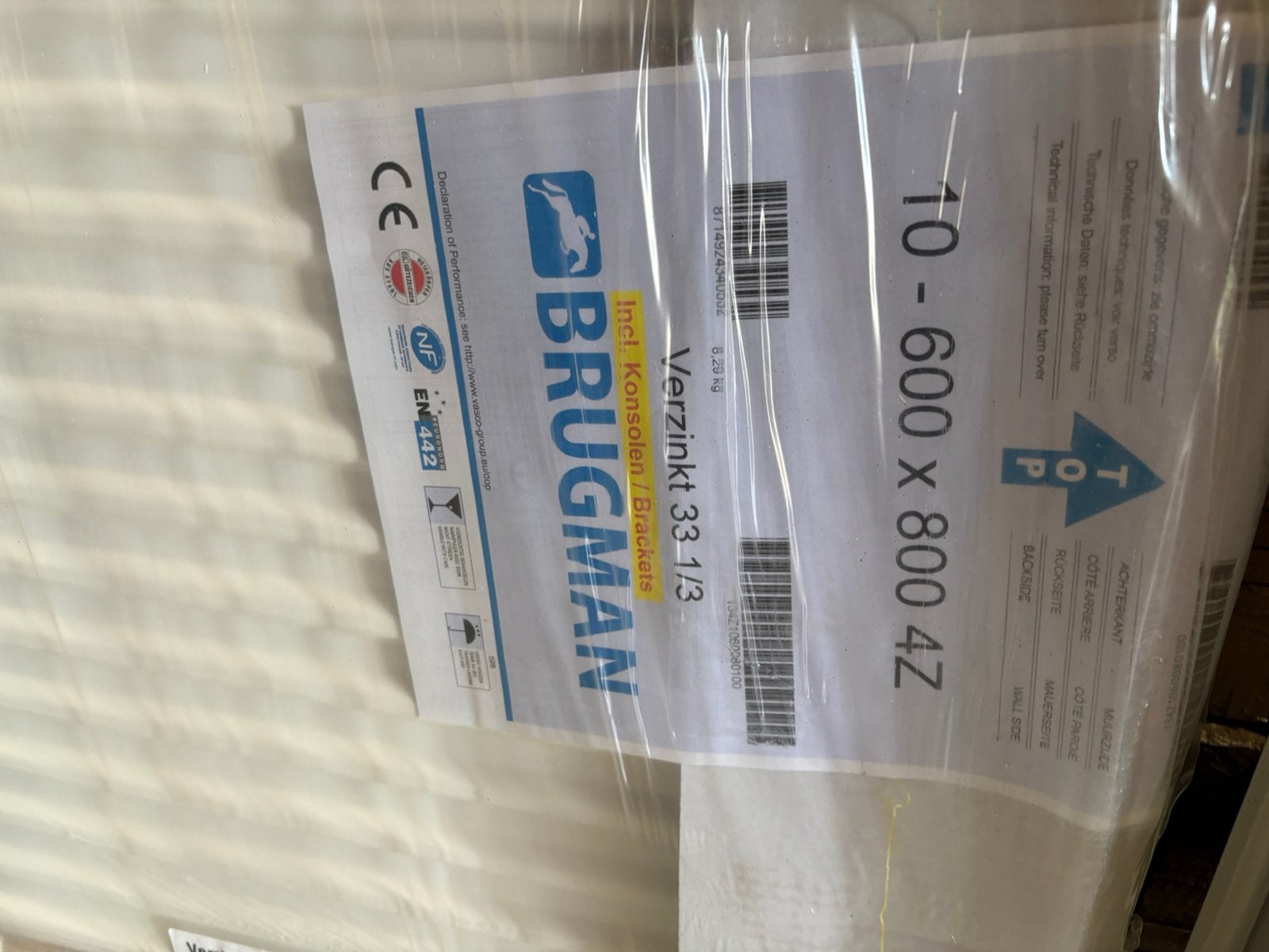 Radiator brugman type 10 600 x 800 4z, Ophalen, Zo goed als nieuw, Hardschuim (Pir), 4 tot 8 cm