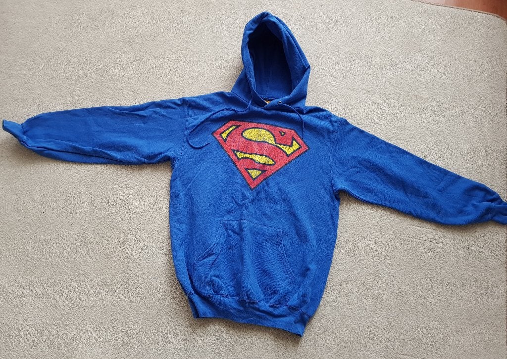 Superman trui maat s zwart dames kleding truien, Verzenden, Zo goed als nieuw, Maat 36 (S), Blauw