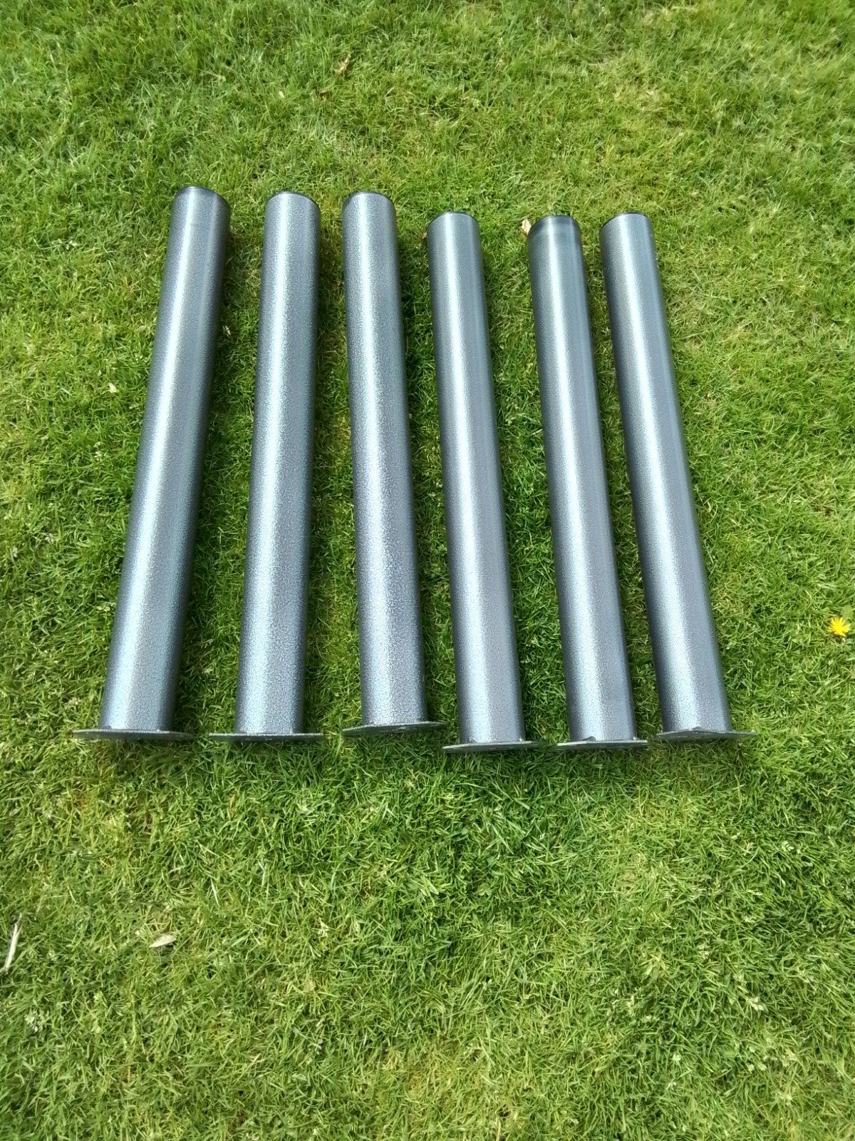 Set van 6 metalen tafelpoten, grijs, Ophalen, Gebruikt, Metaal, Grijs