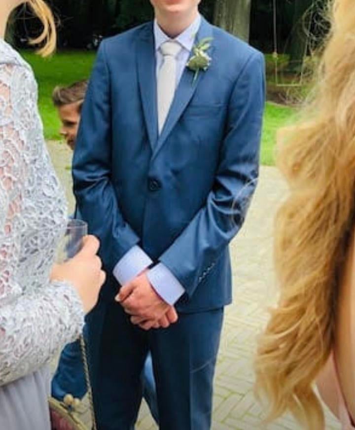 Compleet donkerblauw pak maat S/46 met Vertice schoenen, Ophalen of Verzenden
