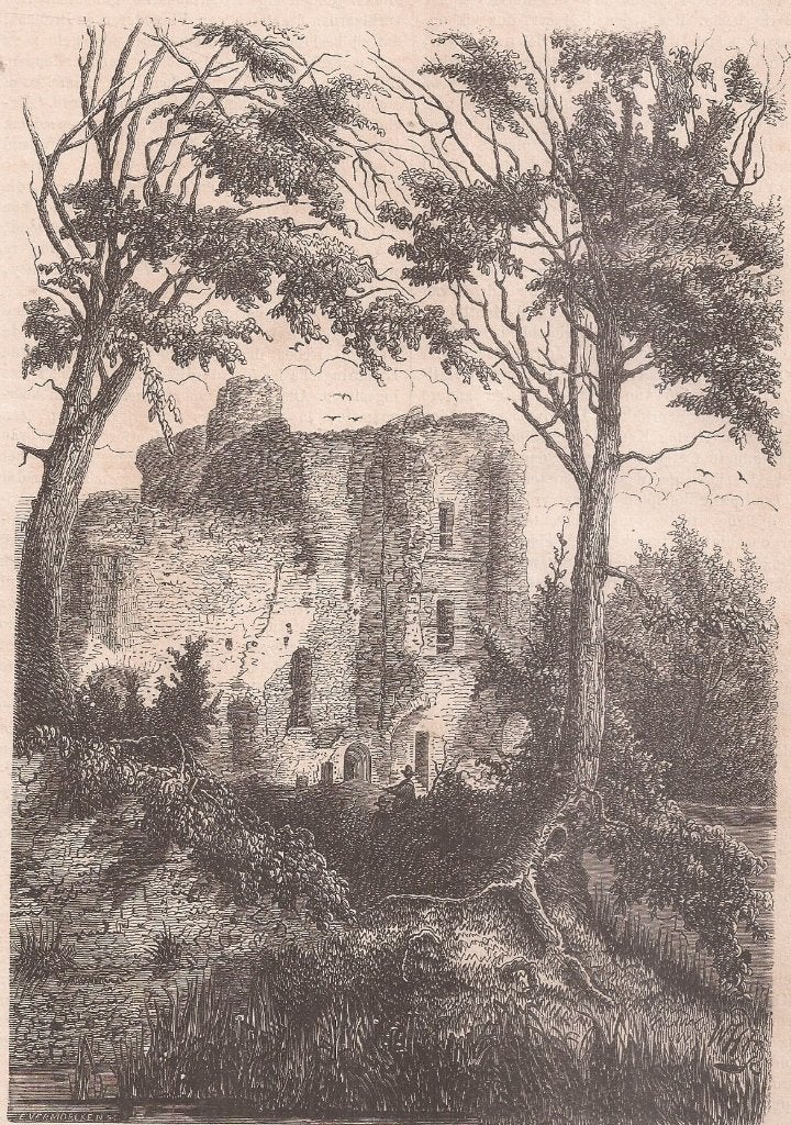 Het kasteel Brederode 1870 houtgravure E. Vermorcken, Antiek en Kunst, Gesigneerd, 1800 - 1899, Ophalen of Verzenden, Gravure