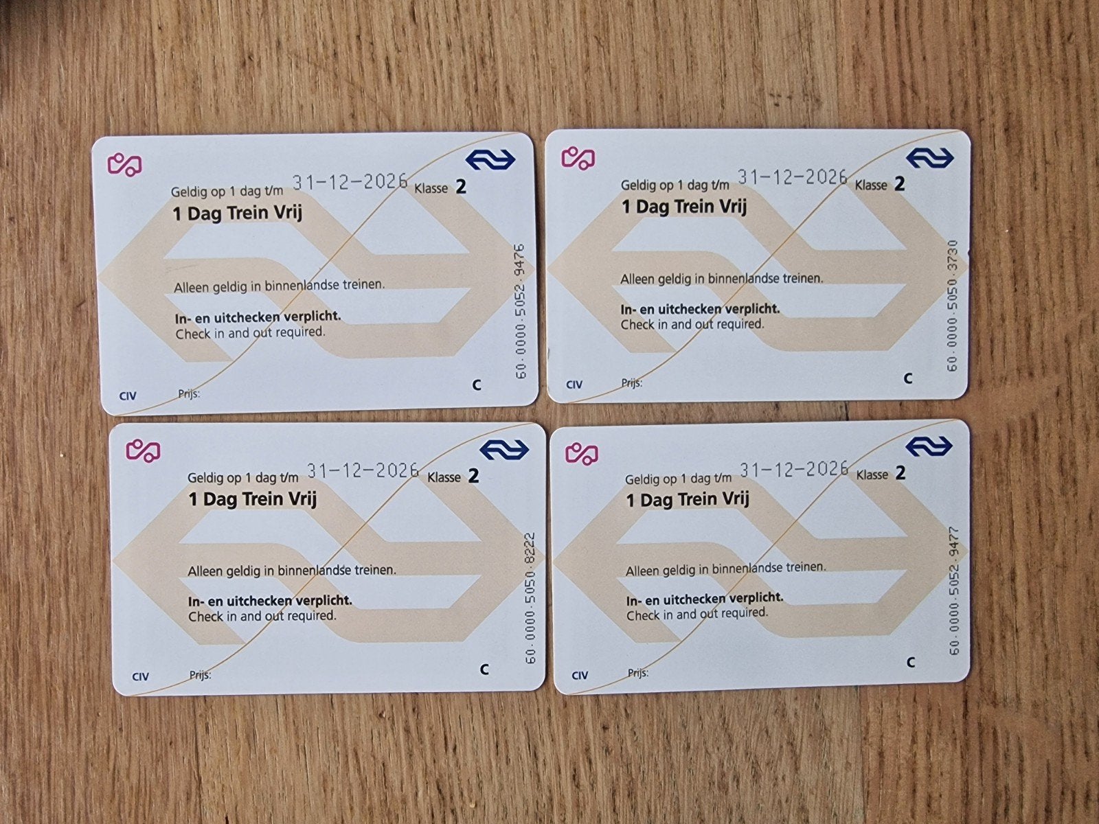 NS dagkaarten, Trein, Algemeen kaartje