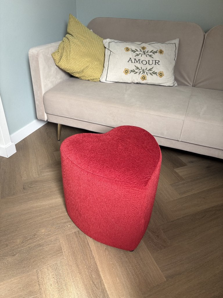 Hartvormige rode poef, bijv als decoratie bruiloft, Ophalen, Minder dan 50 cm, Rond, Minder dan 50 cm