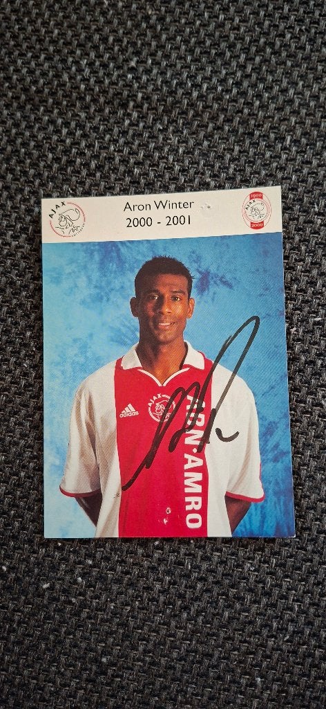 Spelerskaart met handtekening; Aron Winter # Ajax, Ophalen of Verzenden, Gebruikt, Ajax, Spelerskaart