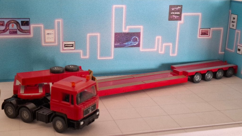 Wiking 1:87 MAN F90 + dolly + Scheuerle dieplader A. Scholpp, Ophalen of Verzenden, Gebruikt, Bus of Vrachtwagen, Wiking