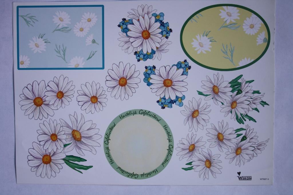 2 stuks knipvellen 3D bloemen in kader 7295, Ophalen of Verzenden, Nieuw, Natuur, Knipvel