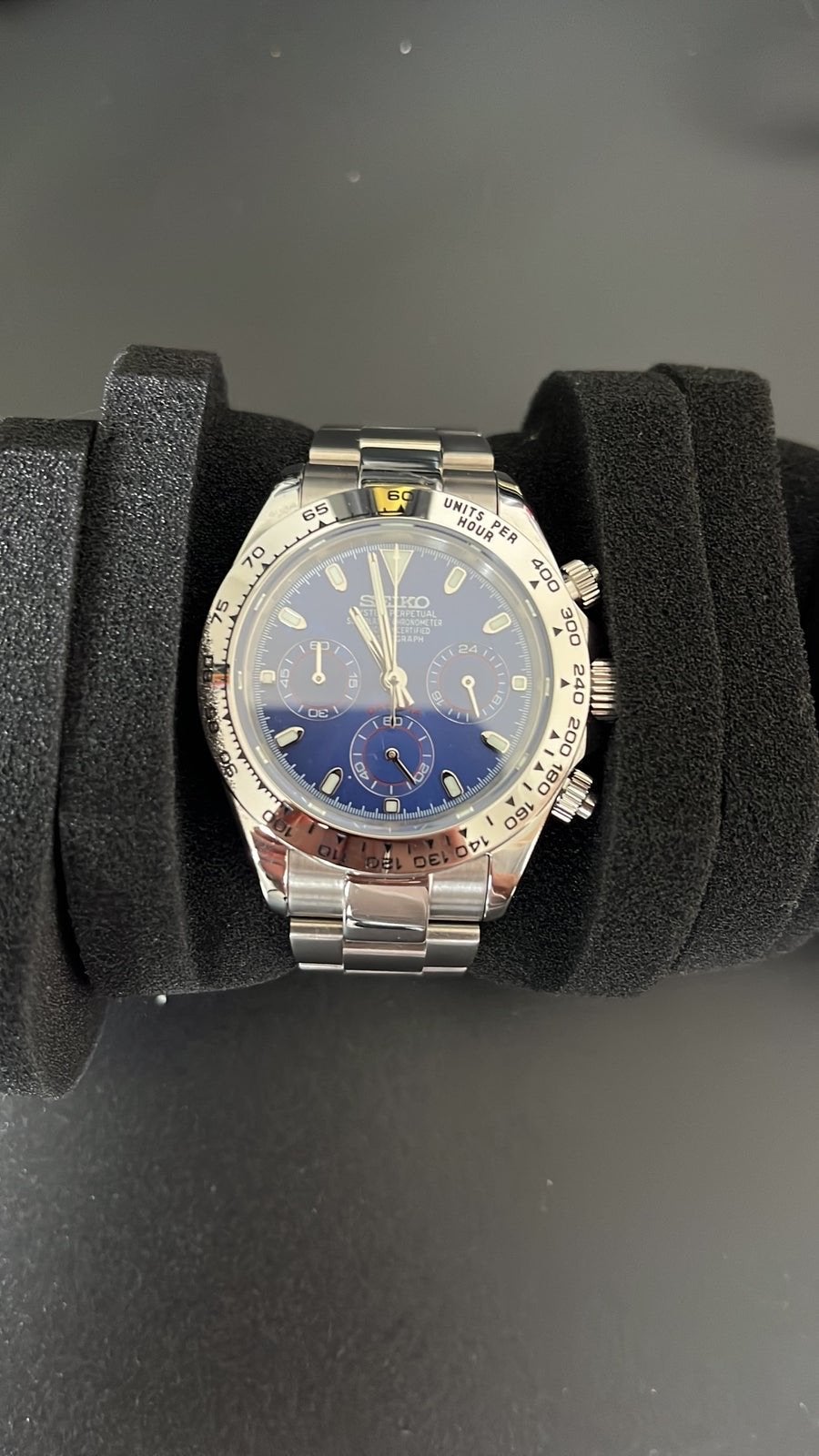 Seiko blauw horloge - Zo goed als nieuw, Sieraden, Tassen en Uiterlijk, Seiko, Staal, Polshorloge, Ophalen of Verzenden