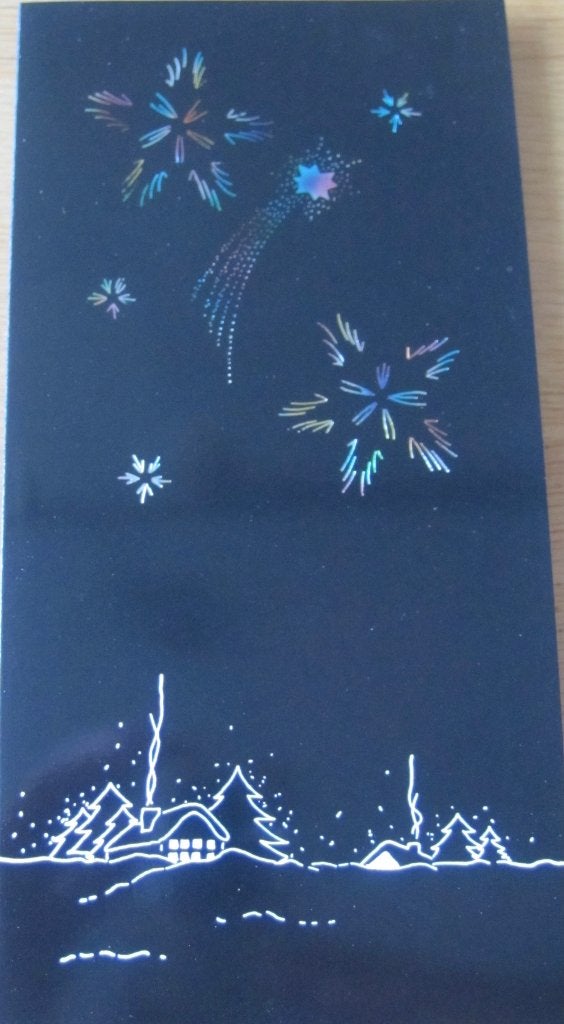partij nieuwe dubbele kerstkaarten - vuurwerk op zwart, Ophalen of Verzenden, Nieuw