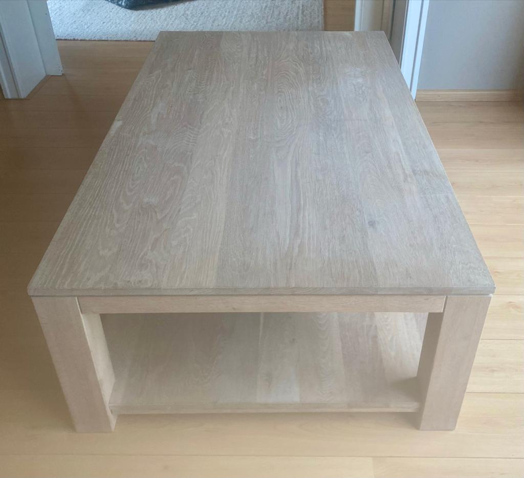 Salontafel van massief eikenhout, Ophalen, Gebruikt, Eikenhout, 50 tot 100 cm