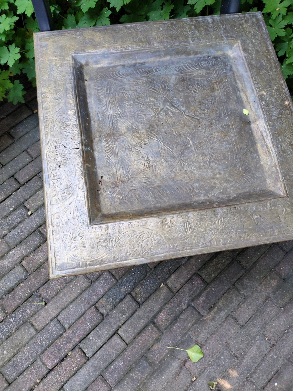 Vintage oud Groot blad, vierkant voor binnen/buiten, Ophalen of Verzenden, Overige materialen