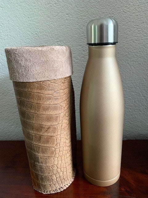 Leren flessenhouder flessentas bottlebag inkl fles bruin, Ophalen of Verzenden, Nieuw, Bruin, Overige typen