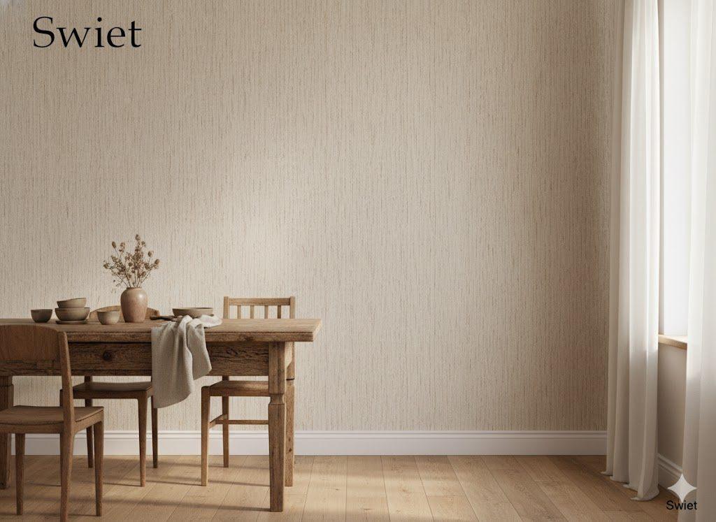 7152 greige 70s jutelook vintage behang jaren 70 swiet, Ophalen of Verzenden, Minder dan 10 m², Beige