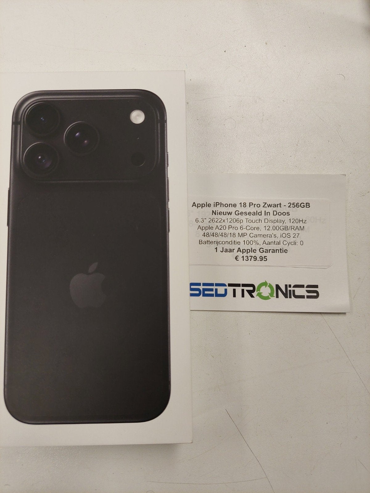 Apple iPhone 18 Pro Zwart - 256GB Nieuw Geseald In Doos, Telecommunicatie, 256 GB, Zwart, Nieuw, Ophalen of Verzenden