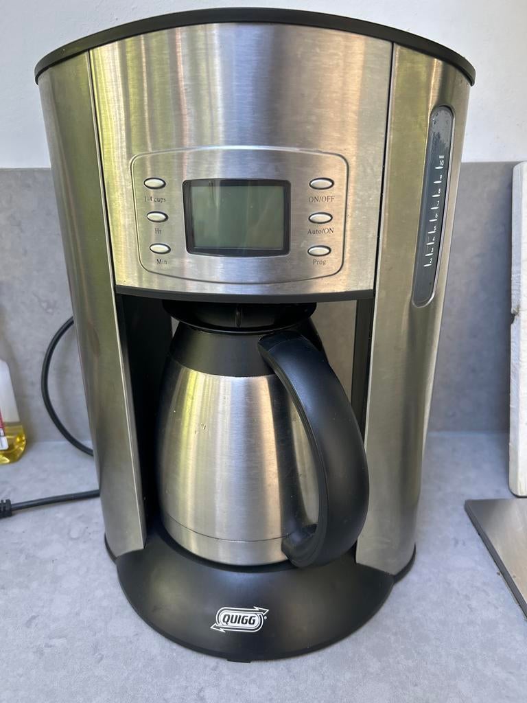 Quigg Koffiezetapparaat met Timer en Thermoskan goede staat!, Witgoed en Apparatuur, Koffiezetapparaten, 10 kopjes of meer, Koffiemachine