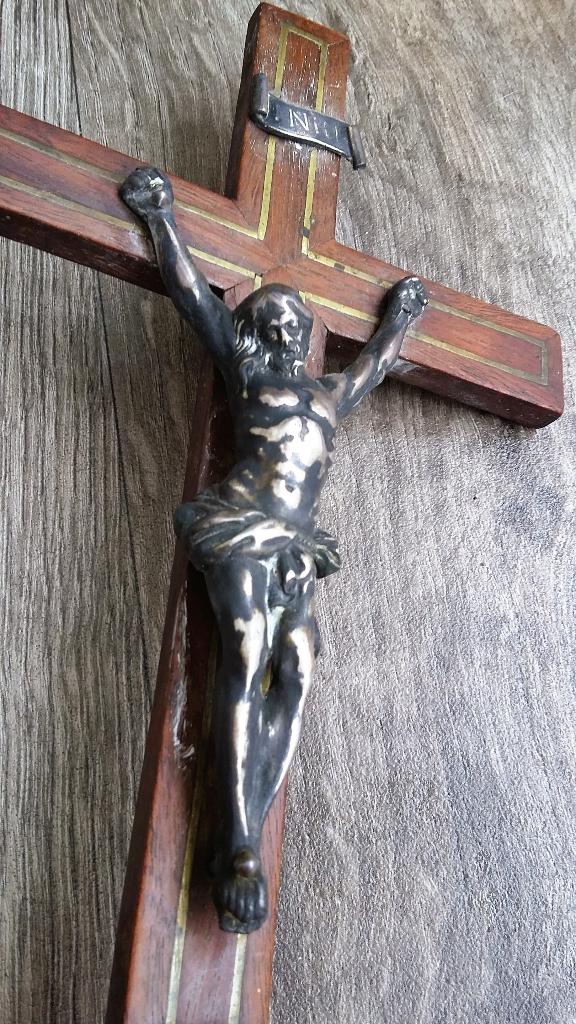 19 de eeuw Zilver Zilveren Corpus Christus Altaar Kruis, Antiek en Kunst, Ophalen of Verzenden