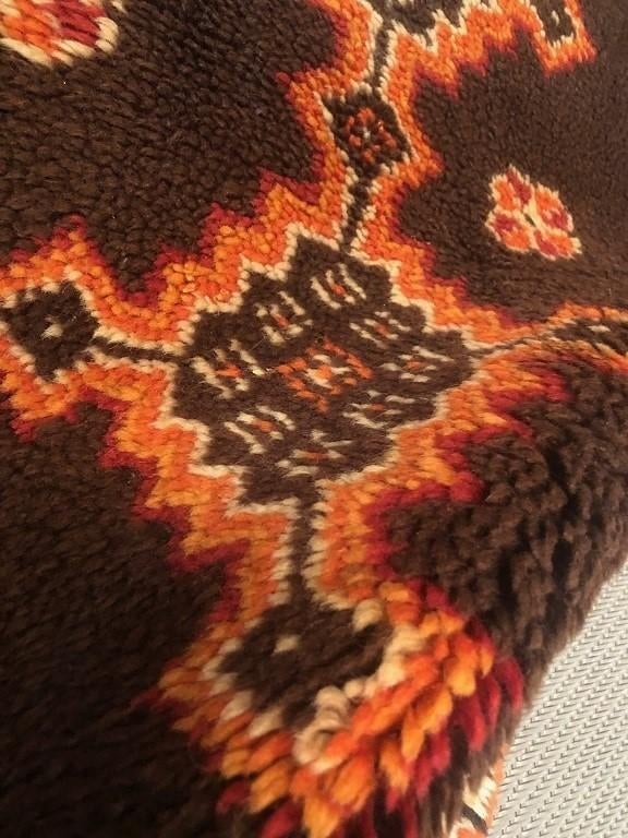 Vintage wollen tapijt - kleed klassiek loper tafelkleed, Bruin, Gebruikt, Verzenden, 200 cm of meer