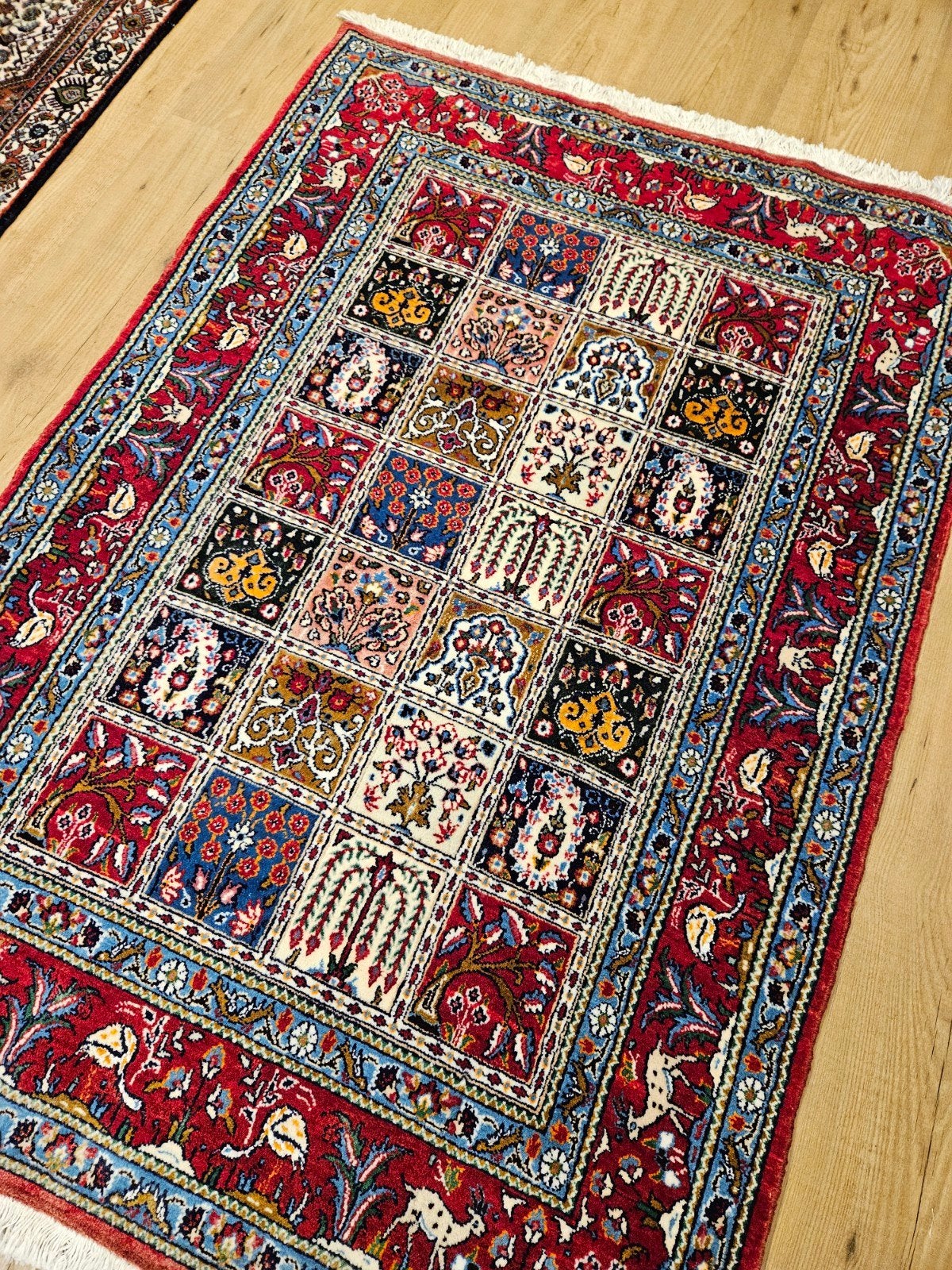 Vintage handgeknoopt perzisch tapijt moud 151x100, Info@SlatsAntiek.nl, Tweedehands, 100 tot 150 cm, Perzisch