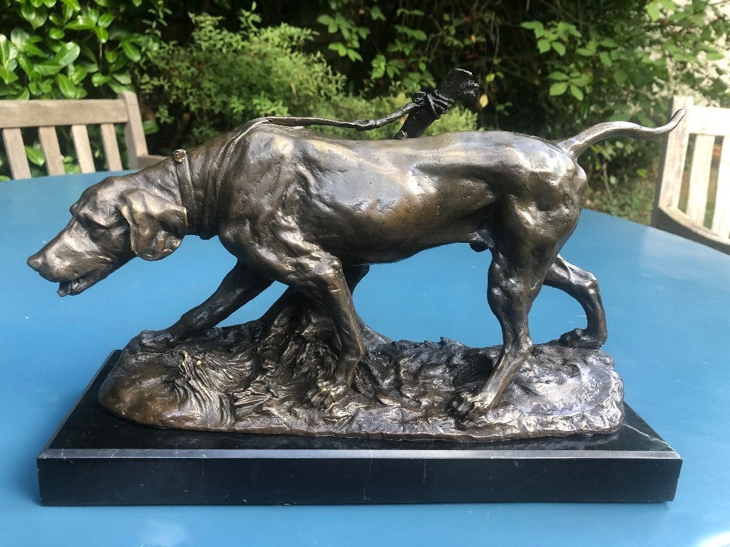 Prachtig bronzen beeld van een Pointer door A.L. Barye, Ophalen, Brons