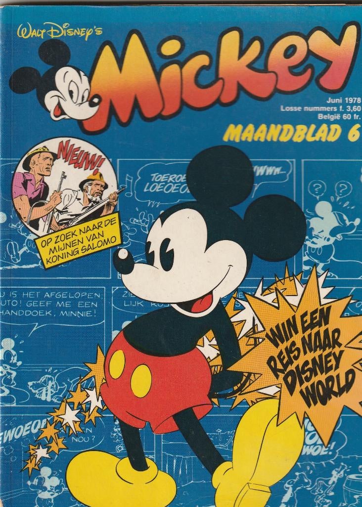 Mickey maandblad juni 1978 maandblad 6, Boeken, Eén stripboek, Ophalen of Verzenden, Gelezen