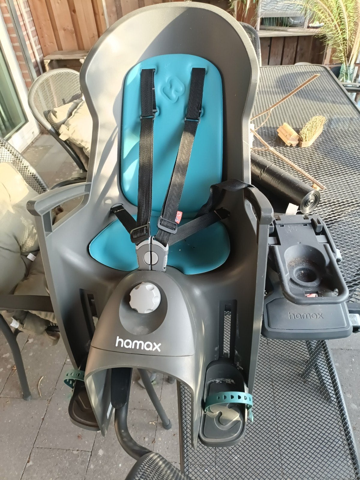 Hamax fietsstoeltje achter met adapter, Ophalen, Achterzitje, Hamax, Gebruikt