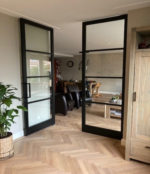 Stompe binnendeur met glas | kamerhoog, Niet ingevuld, 80 tot 100 cm, 215 cm of meer, Binnendeur