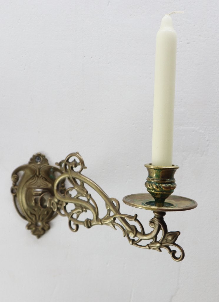 Set Jugendstil pianokandelaars, wandkandelaars, Ophalen of Verzenden, Koper of Brons