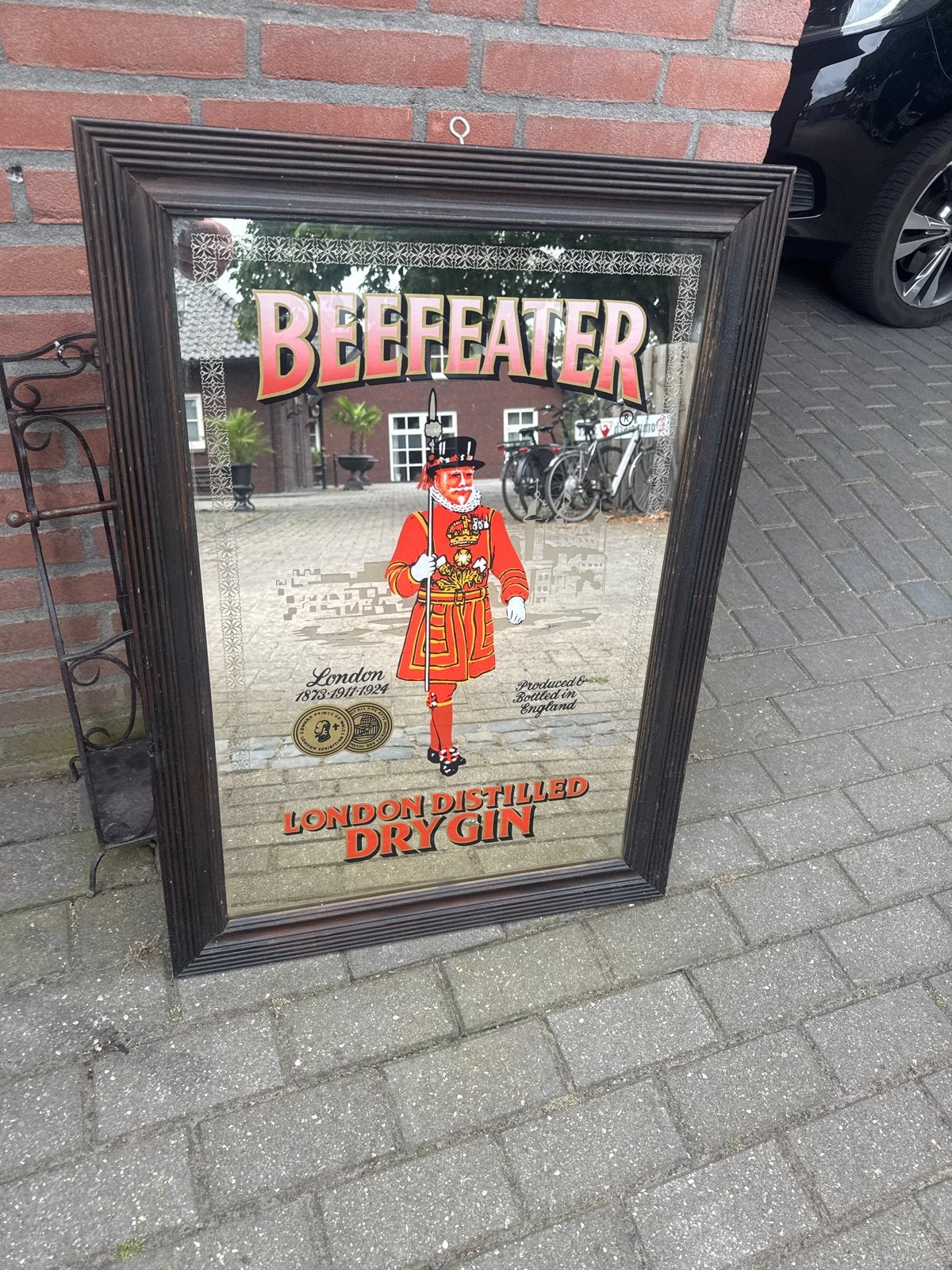 Grote Beefeater Dry Gin spiegel, Ophalen, Gebruikt, Reclamebord