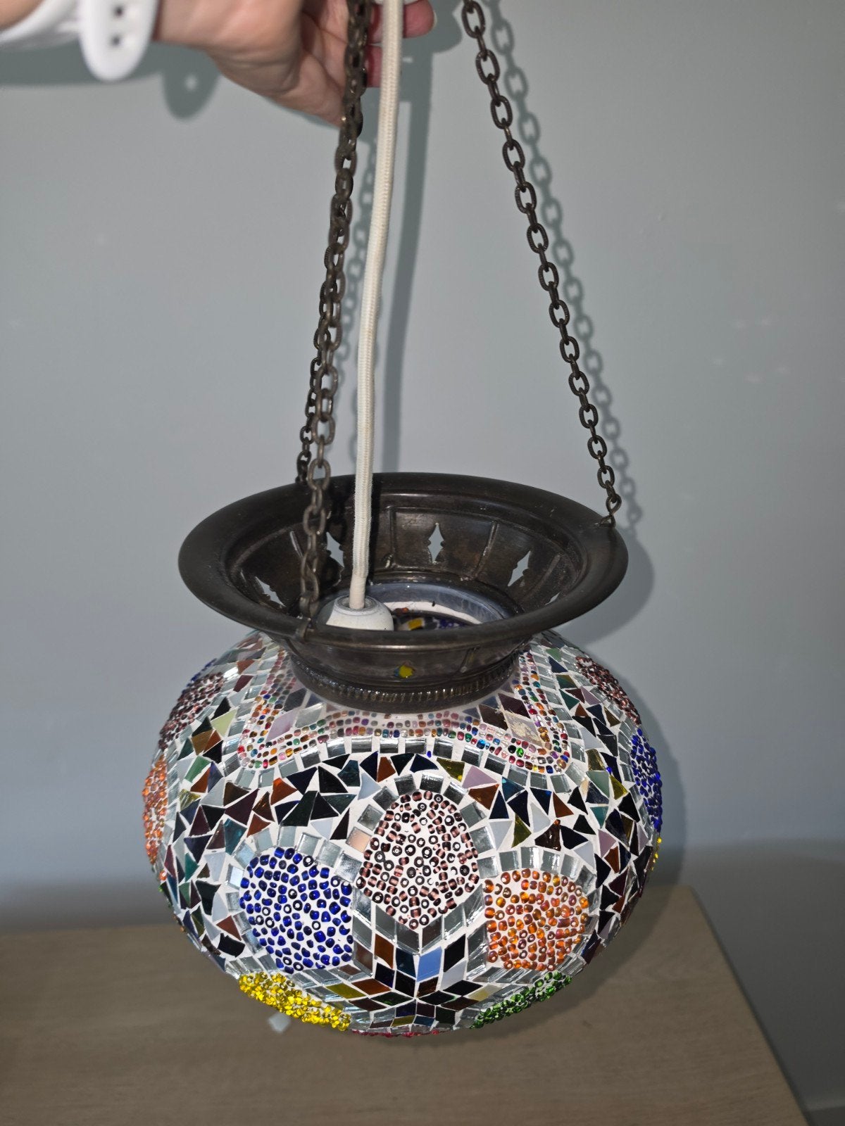 Mozaïek Hanglamp - Oosterse Sfeer, Huis en Inrichting, Lampen | Hanglampen, Gebruikt, Glas, Oosters, Mozaïek, E27 (groot)
