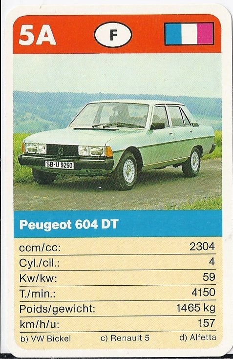 X28 autokaartje peugeot 604 dt ( 5a, Ophalen of Verzenden, Zo goed als nieuw, Auto's