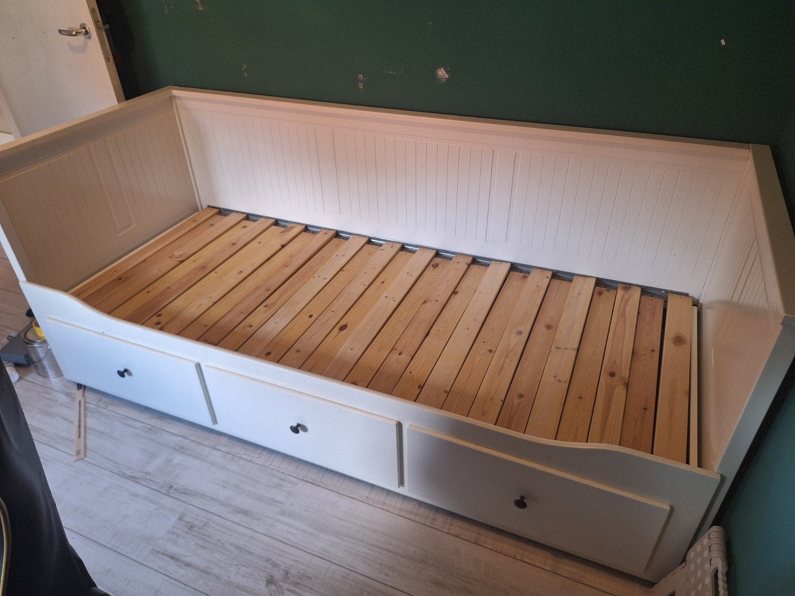 wit bed met lades en uitschuifbed ikea, Ophalen, Gebruikt, Wit, Tweepersoons
