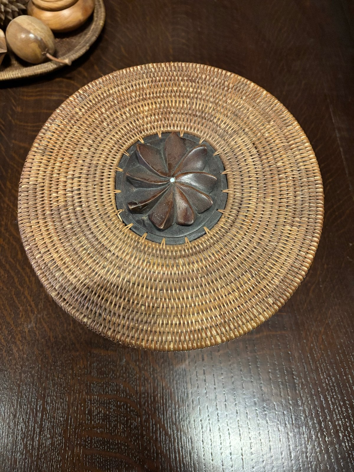 Vintage Balinese Rotan Mand met Houten Bananen, Antiek en Kunst, Ophalen of Verzenden